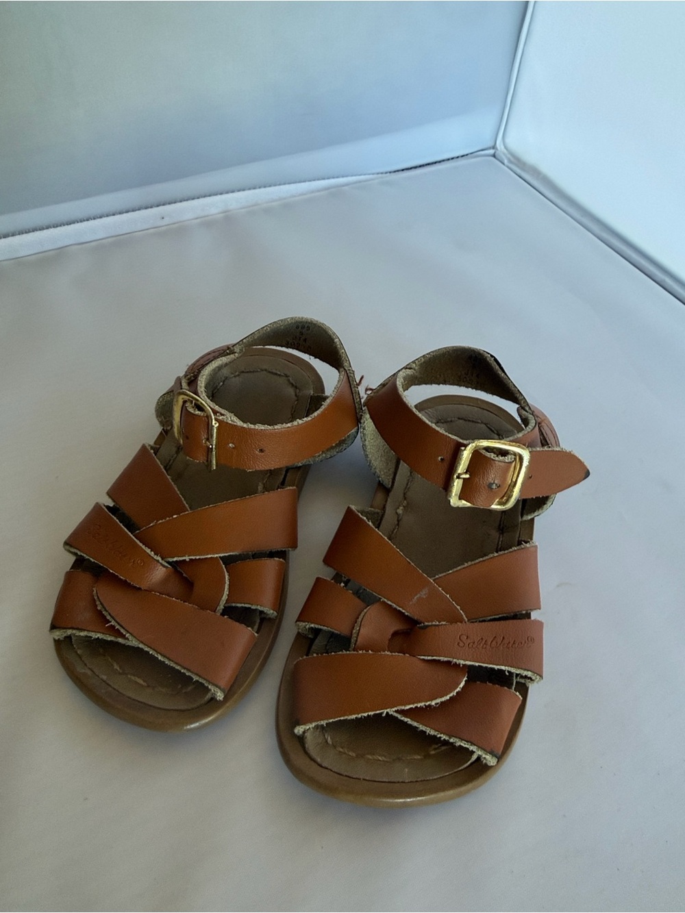 Salt Water Sandals by Hoy Tan Leather Kids Sandals with Buckle